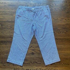 Talbots linen cotton wide leg pants blue white stripes women's size 26W